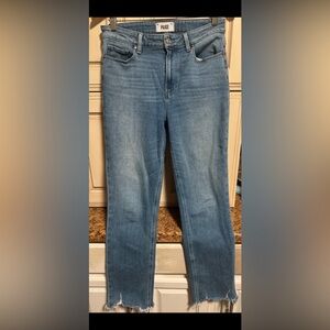 PAIGE Jeans Women's 28 Cindy Straight Destroyed Hem in Mel Stretch Blue